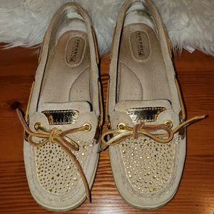 Gold sparkle Sperry Top Siders sz 7 yacht ready l